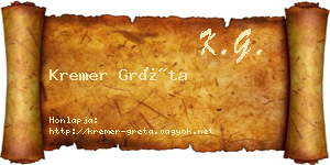Kremer Gréta névjegykártya